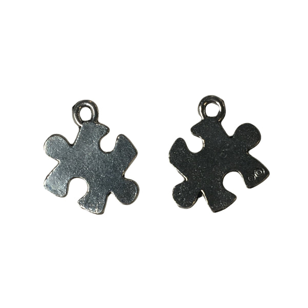 Puzzle Piece Charms - Qty 5 - Lead Free Pewter Silver
