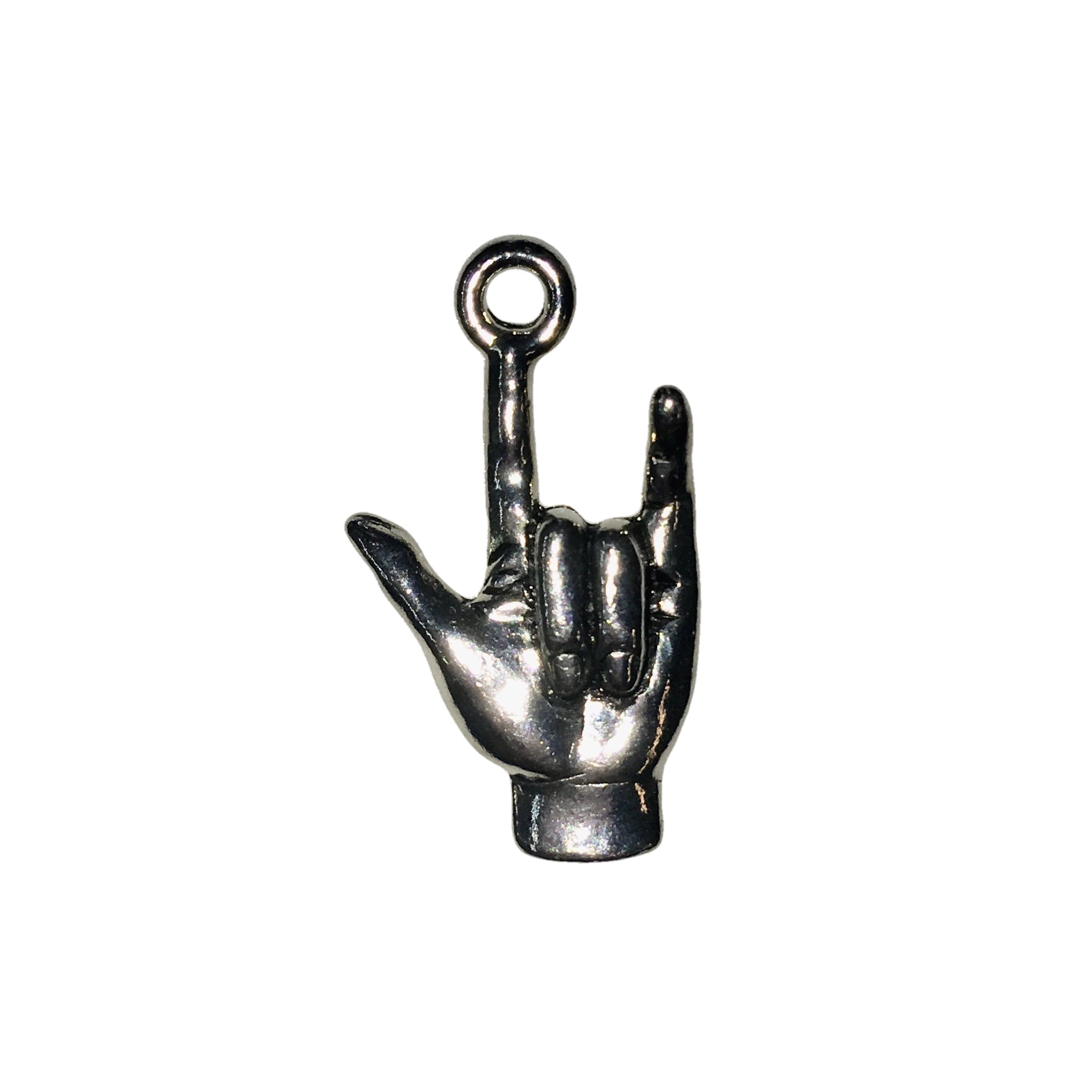 I Love You Hand Sign Charms - Qty 5 - Lead Free Pewter Silver