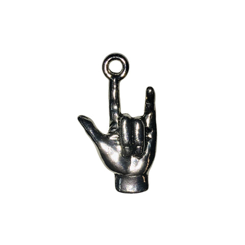 I Love You Hand Sign Charms - Qty 5 - Lead Free Pewter Silver