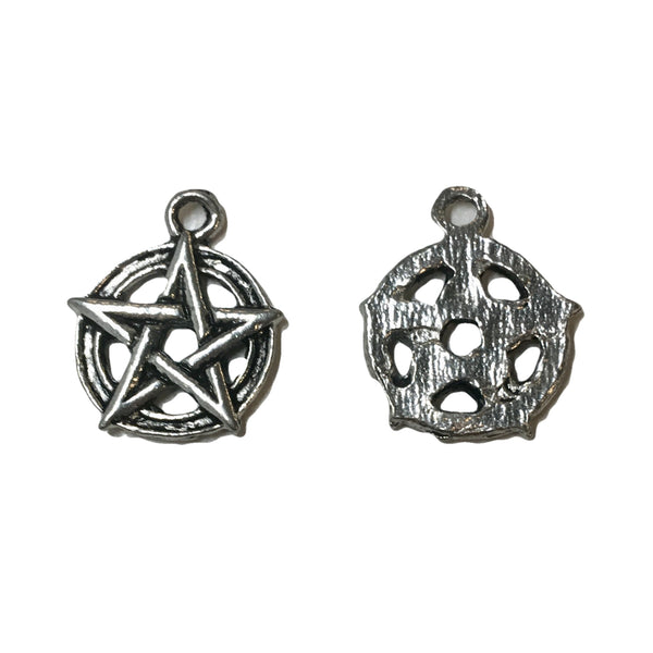 Small Pentagram Charms - Qty of 5 Charms - Lead Free Pewter Silver - American Made