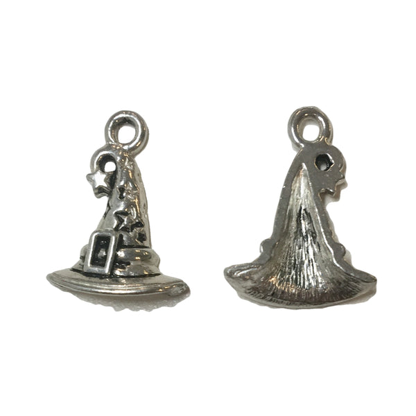 Witch Hat Charms - Qty of 5 Charms - Lead Free Pewter Silver - American Made DC