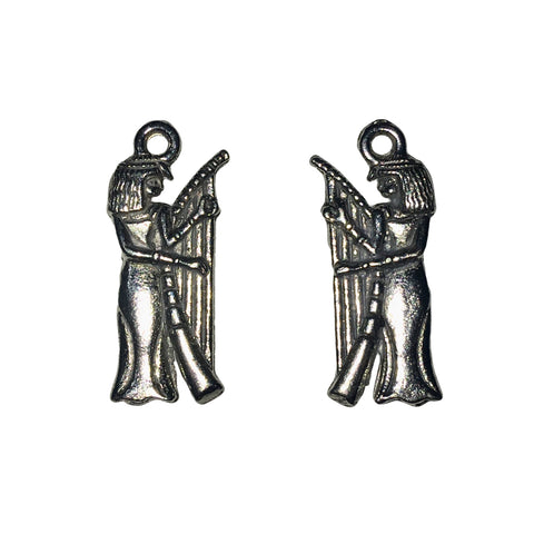 Egyptian Musician Charms - Qty of 5 - Lead Free Pewter Silver - American Made
