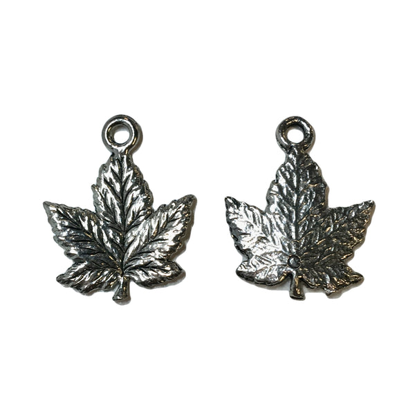 Maple Leaf Charms - Qty 5 - Lead Free Pewter Silver - American Made
