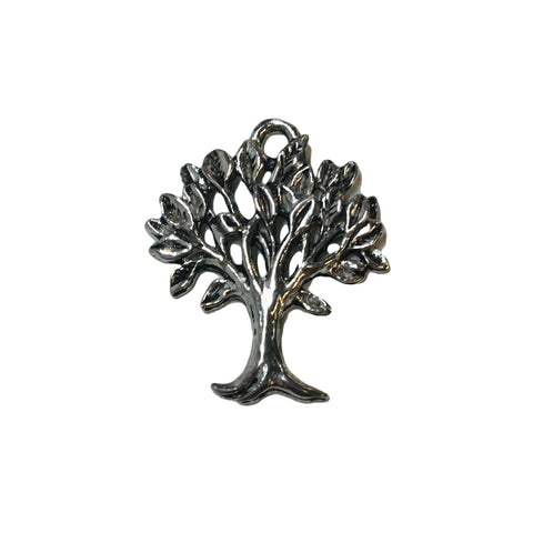 Tree of Life with Leaves Charms - Qty 5 - Lead Free Pewter Silver - American Made