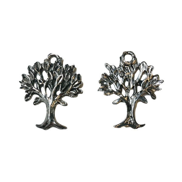 Tree of Life with Leaves Charms - Qty 5 - Lead Free Pewter Silver - American Made