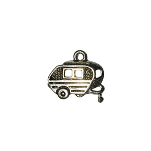 Camping Trailer Charms - Qty 5 - Lead Free Pewter Silver - American Made