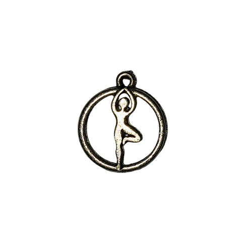 Yoga Tree Pose Charm - Qty 5 - Lead Free Pewter Silver - American Made