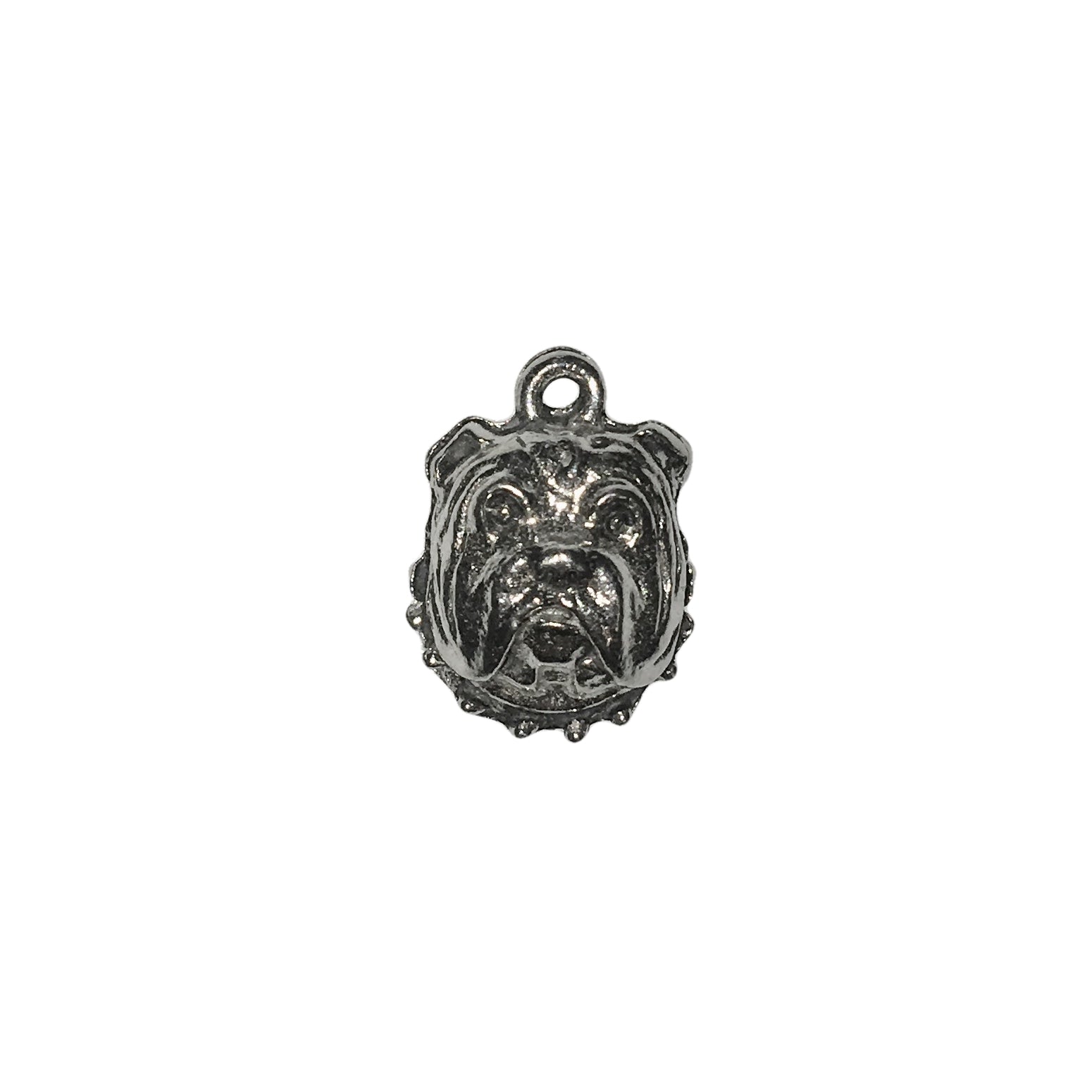 Bull Dog Head Charms - Qty 5 - Lead Free Pewter Silver - American Made