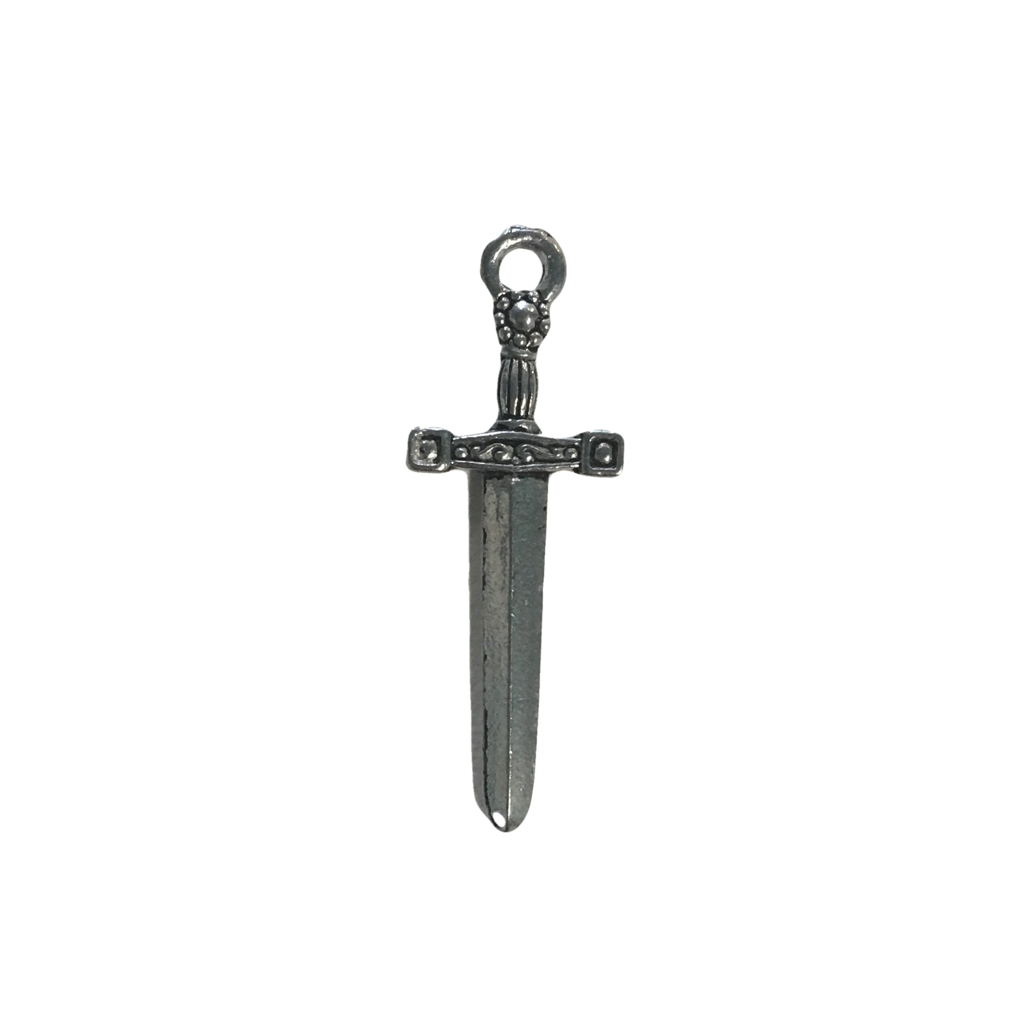 Knight Sword Charms - Qty of 5 Charms - Lead Free Pewter Silver - American Made