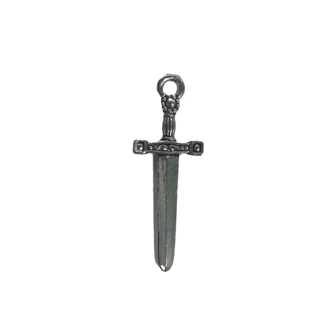 Knight Sword Charms - Qty of 5 Charms - Lead Free Pewter Silver - American Made