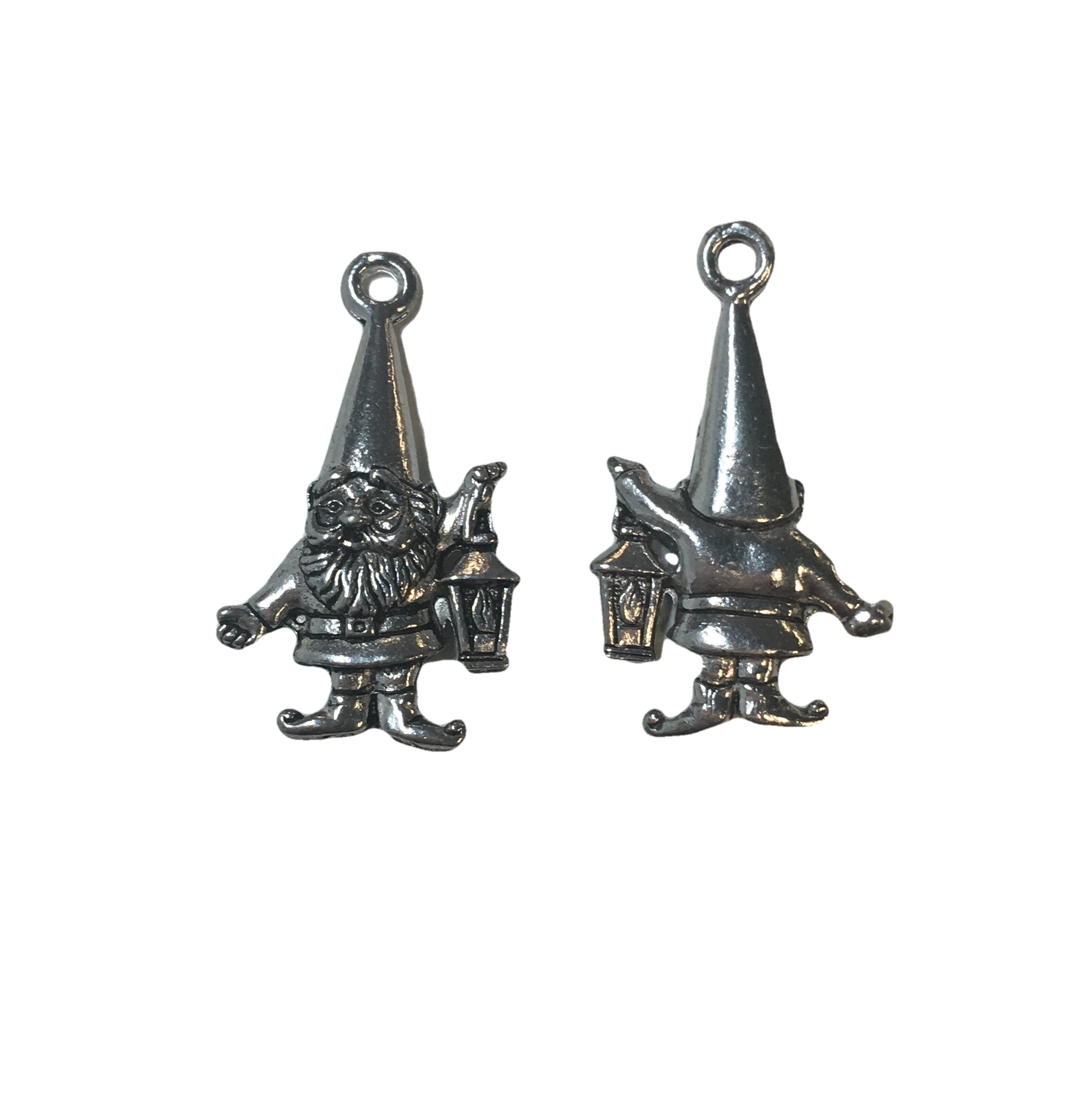 Garden Gnome Charms - Qty of 5 Charms - Lead Free Pewter Silver - American Made