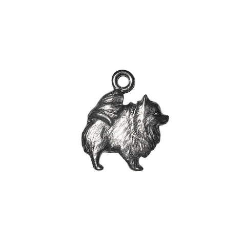 Pomeranian Dog Charms - Qty 5 - Lead Free Pewter Silver - American Made