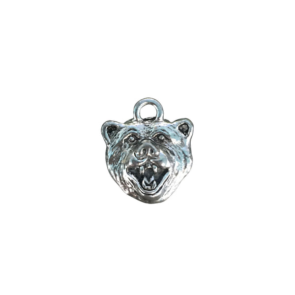 Bear Face Charms - Qty of 5 Charms - Lead Free Pewter Silver - American Made