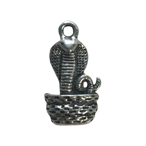 Cobra Snake in Basket Charms - Qty of 5 - Lead Free Pewter Silver - American Made