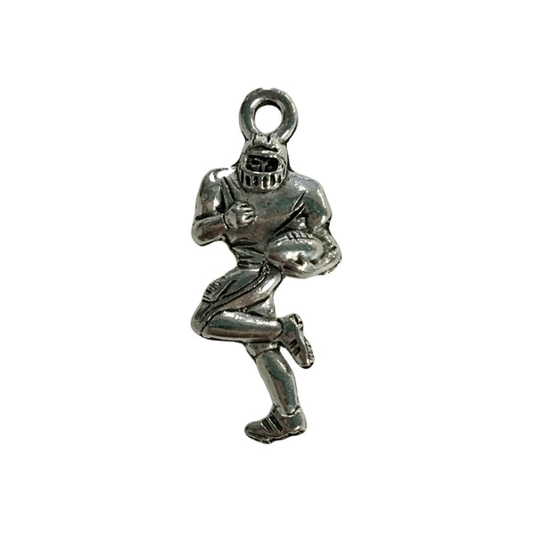 Football Player Charms - Qty 5 - Lead Free Pewter Silver - American Made