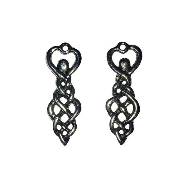 Twisting Goddess Celtic Knot Charms - Qty of 5 Charms - Lead Free Pewter Silver - American Made