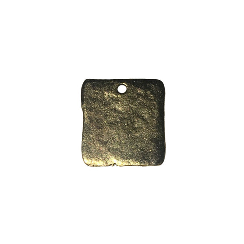 Hammered Square Tag Charms - Qty 5 - Lead Free 24kt Gold Plated Pewter - American Made