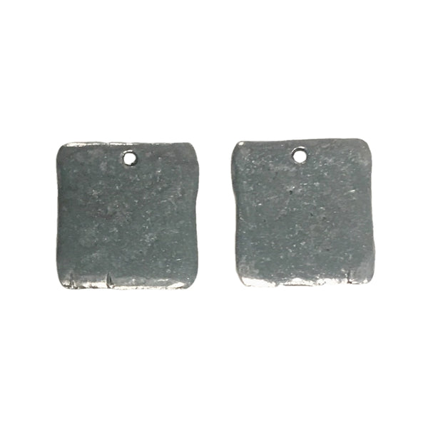 Hammered Square Tag Charms - Qty 5 - Lead Free Pewter Silver - American Made