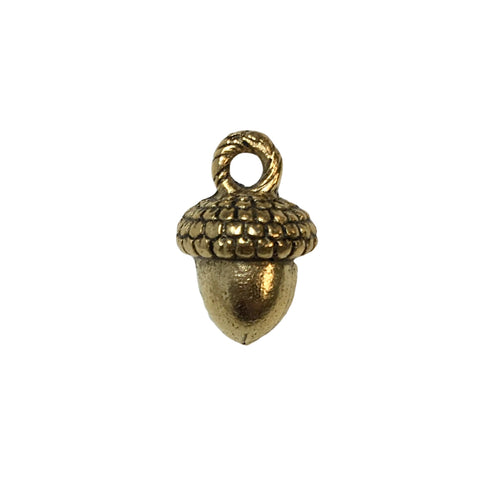 Acorn Charms - Qty 5 - Lead Free 24kt Gold Plated Pewter - American Made