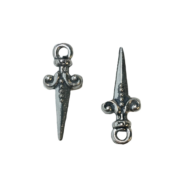 Small Dagger Charms - Qty of 5 Charms - Lead Free Pewter Silver - American Made