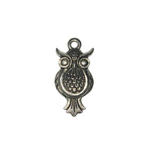 Owl Charms - Qty 5 - Lead Free Pewter Silver - American Made