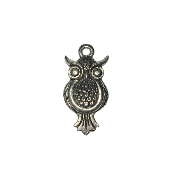 Owl Charms - Qty 5 - Lead Free Pewter Silver - American Made