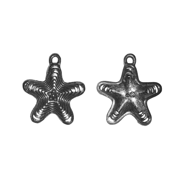 Mesmerizing Star Charms - Qty 5 - Lead Free Pewter Silver - American Made