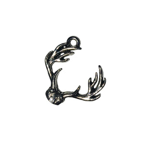 Deer Antler Charms - Qty 5 - Lead Free Pewter Silver - American Made