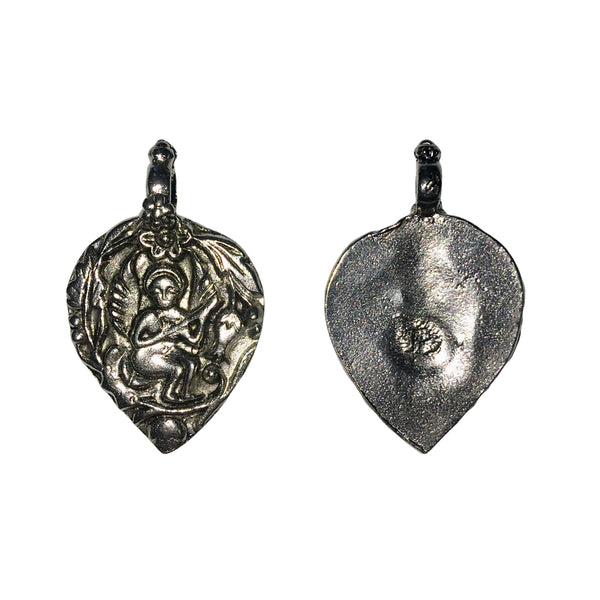 Tibetan Musician Leaf Charms - Qty 5 - Lead Free Pewter Silver - American Made