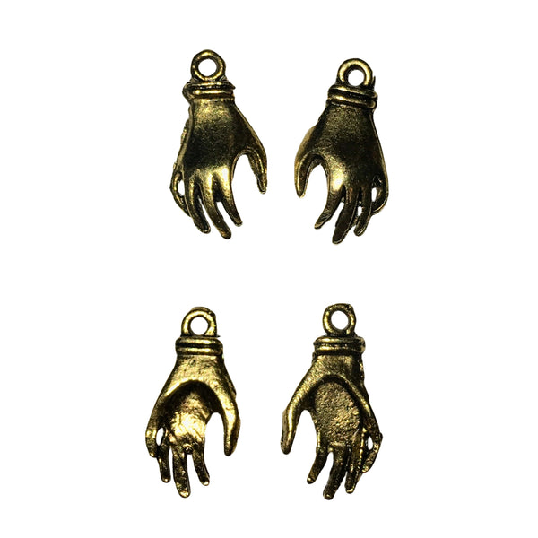 Small Left & Right Hand Charms - Qty 3 Pairs - 24kt Gold Plated Lead Free Pewter