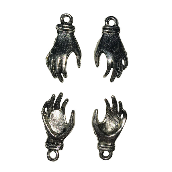 Small Left & Right Hand Charms - Qty 3 Pairs - Lead Free Pewter Silver - American Made