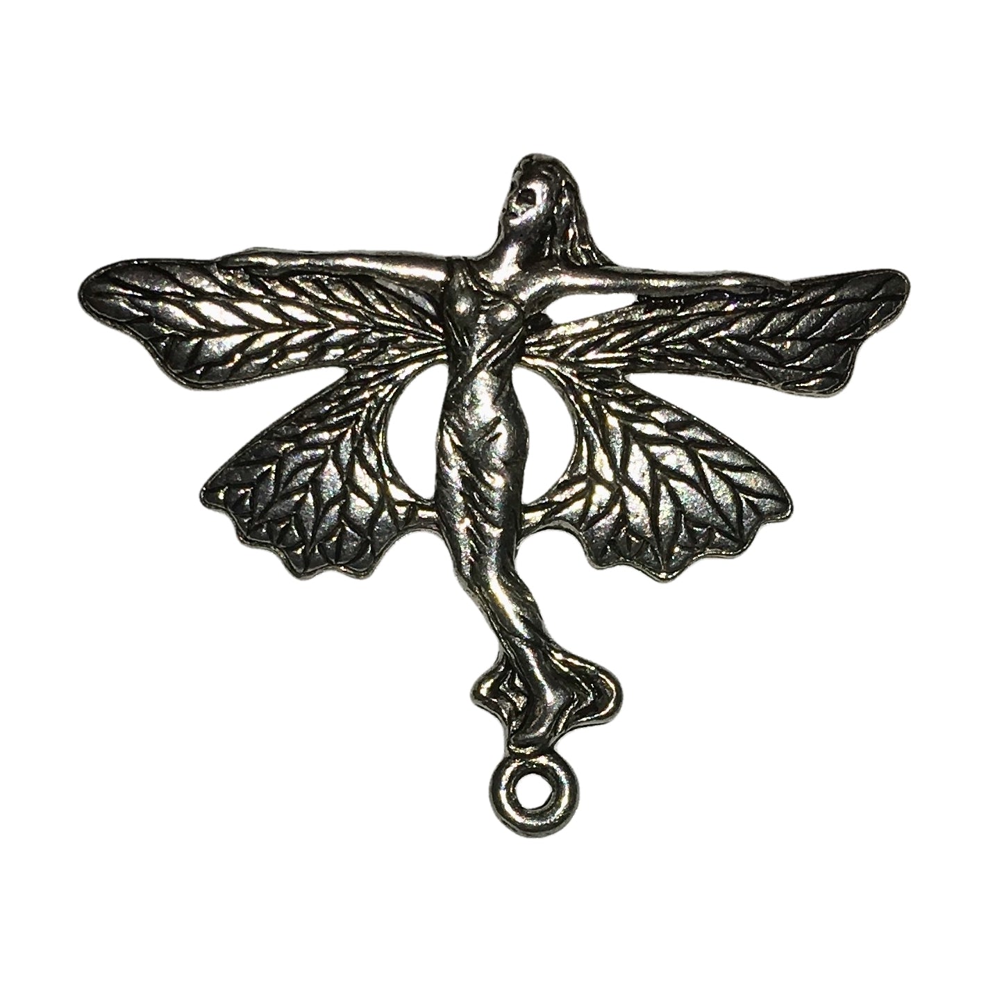 Large Flying Fairy Pendant - Qty 1 - Lead Free Pewter Silver - American Made