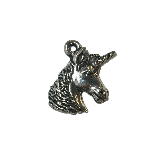 Unicorn Head Charms - Qty of 5 Charms - Lead Free Pewter Silver - American Made