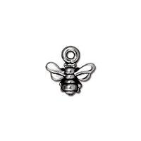 Small Honeybee Charms - Qty 5 Charms - Tierra Cast Silver Plated LEAD FREE pewter