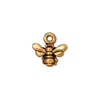 Small Honeybee Charms - Qty 5 Charms - Tierra Cast 22kt Gold Plated LEAD FREE pewter