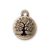 ree of Life Small Charm - Qty 5 Charms - Tierra Cast Brass Ox Plated Lead Free Pewter