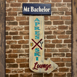 Mt Bachelor Oregon Apres Ski Lounge - Carved Pine Wall Hanging Sign