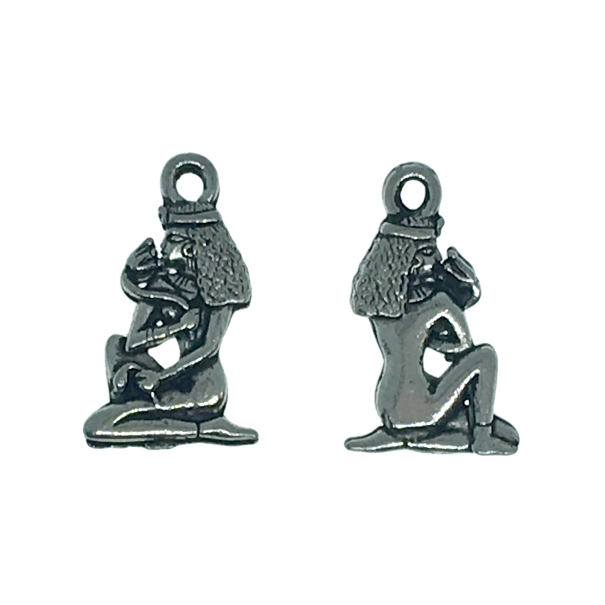 Cleopatra with Lotus Charms - Qty of 5 - Lead Free Plated Pewter Silver - American Made