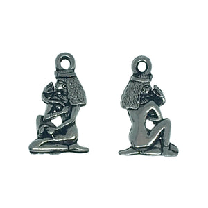 Cleopatra with Lotus Charms - Qty of 5 - Lead Free Plated Pewter Silver - American Made