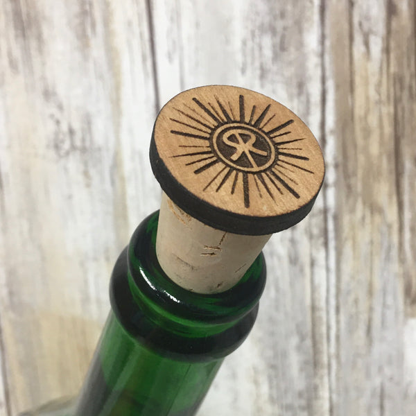 Sunriver Logo Wine Cork Stopper - Laser Engraved Wood & Natural Cork