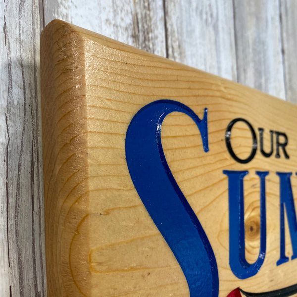 Sunriver Oregon Our Happy Place Canoe Sign - Carved Pine Wood