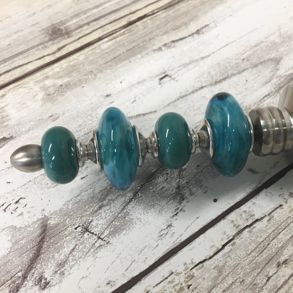 Southwest Turquoise Stainless Steel Glass Wine Stopper - Handblown Lampwork Beads