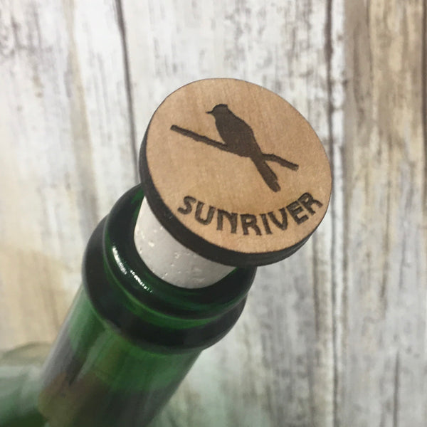 Sunriver Blue Jay Bird Wine Cork Stopper - Laser Engraved Wood & Natural Cork