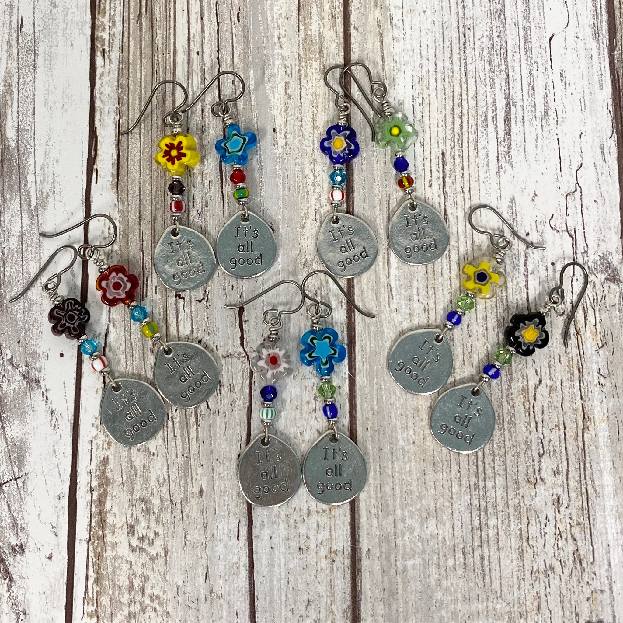 It's All Good Earrings - Happy Colorful Flowers