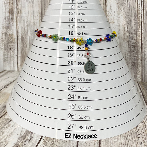It's All Good Beaded Necklace - Happy Colorful Flowers