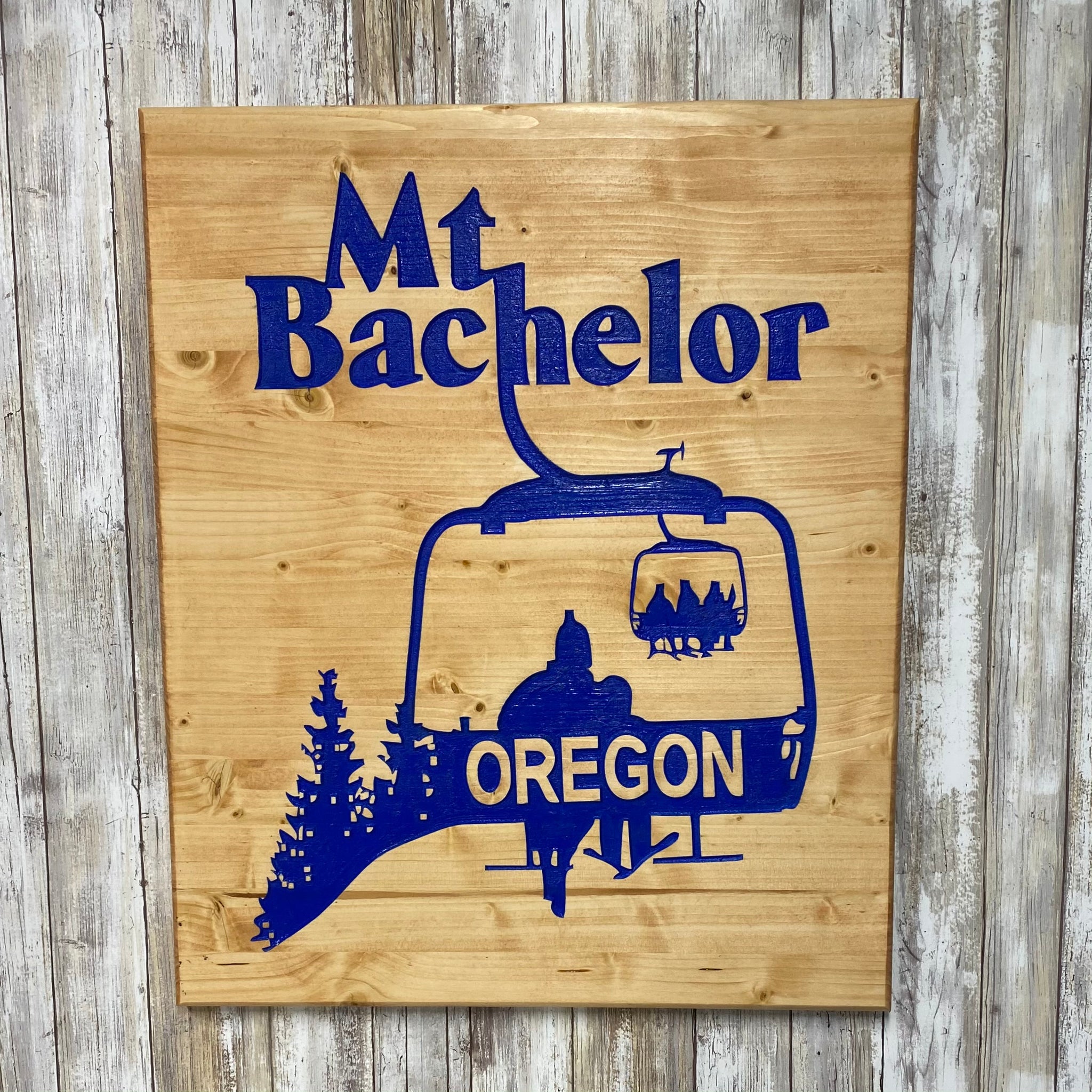 Mt Bachelor Oregon Ski Lift - Carved Cedar Wall Hanging Sign