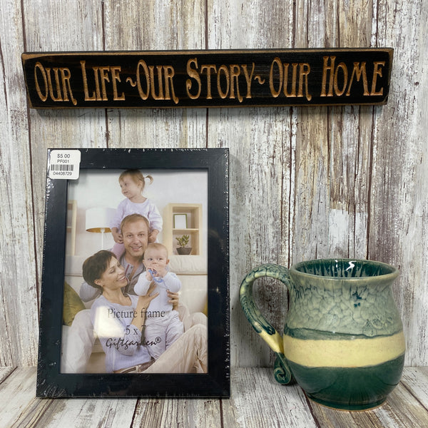 Our Life Our Story Our Home - Small Saying Plaque Sign Wall Hanging - Carved Pine Wood