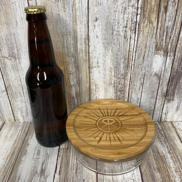 Sunriver Bamboo Lid Glass Food or Knick Knack Container - Laser Engraved