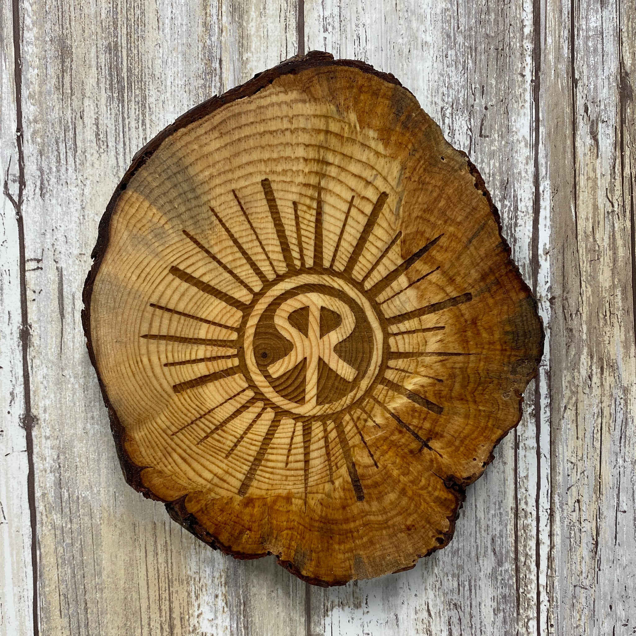 Small Sunriver Oregon Logo Wall Hanging - Made from Fallen Tree Burl