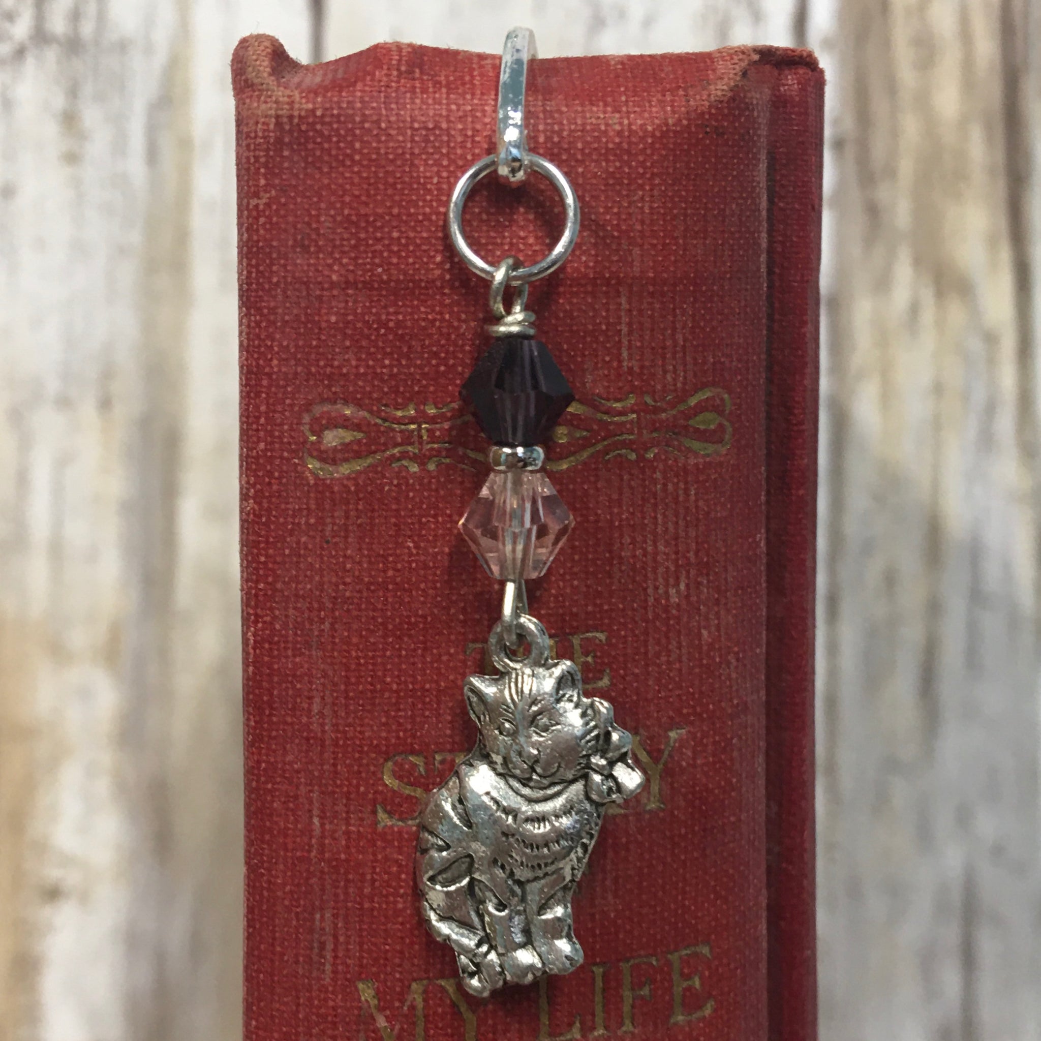 Alice in Wonderland Bookmarks - Hook Style with Swarovski Crystals & Charm